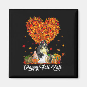 Happy Fall Y'all Funny Shih Tzu Autumn Pumpkins Magnet