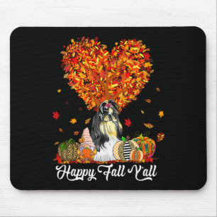 Happy Fall Y'all Funny Shih Tzu Autumn Pumpkins  Mouse Mat