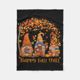 Happy Fall Y'all Gnome Autumn Gnomes Pumpkin Spice Fleece Blanket