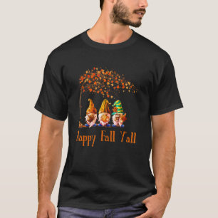 Happy Fall Y'all Gnome Autumn Gnomes Pumpkin V-nec T-Shirt