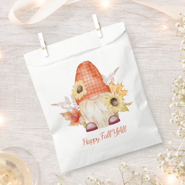 Happy Fall Y'All Gnome Favour Bags (Clipped)