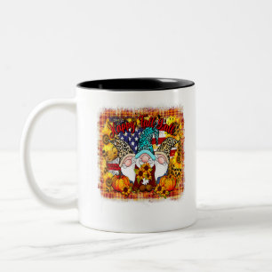 Happy Fall Y'all Gnome Halloween Christmas Halloth Two-Tone Coffee Mug