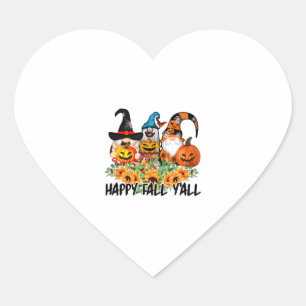Happy Fall Y'all Gnome Leopard Gnome Sunflower Heart Sticker