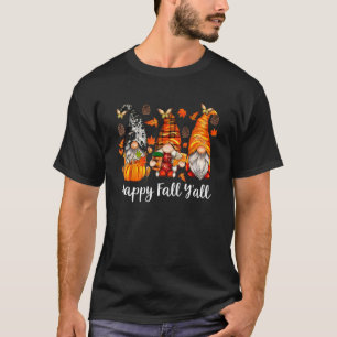 Happy Fall Y'all  Gnome Leopard Pumpkin Autumn Gno T-Shirt