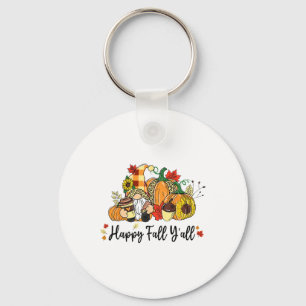 Happy Fall Y'all Gnome Leopard Pumpkin Autumn Gnom Key Ring