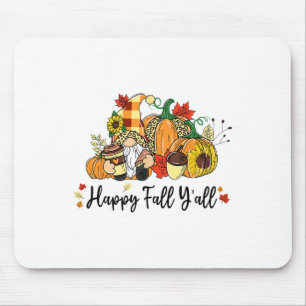 Happy Fall Y'all Gnome Leopard Pumpkin Autumn Gnom Mouse Mat