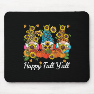 Happy Fall Y'all Gnome Leopard Pumpkin Autumn Mouse Mat