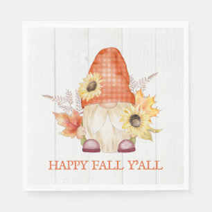 Happy Fall Y'All Gnome Napkin