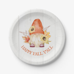Happy Fall YAll Gnome Paper Plate
