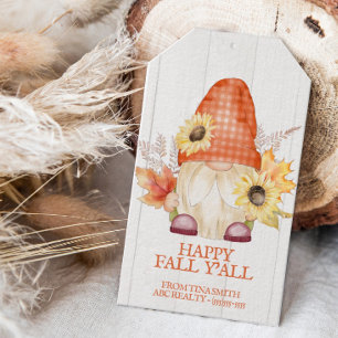 Happy Fall Y'All Gnome Pop By Gift Tags
