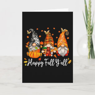 Happy Fall Y'all Gnome Pumpkin Autumn Leaves Thank Card