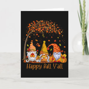 Happy Fall Y'all Gnome Pumpkin Autumn Leaves Thank Card