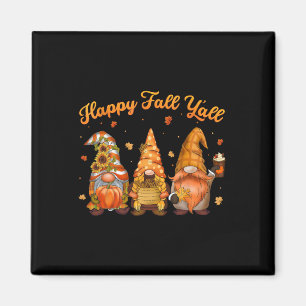 Happy Fall Y'all Gnome Pumpkin Autumn Leaves Thank Magnet