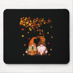 Happy Fall Y'all Gnome Pumpkin Autumn Leaves Thank Mouse Mat