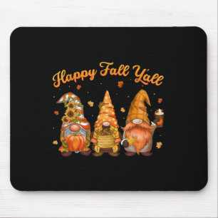 Happy Fall Y'all Gnome Pumpkin Autumn Leaves Thank Mouse Mat