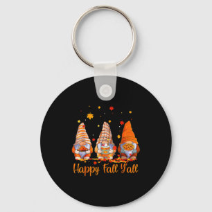 Happy Fall Y'all Gnome Pumpkin Autumn Thanksgiving Key Ring