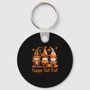 Happy Fall Y'all Gnome Pumpkin Autumn Thanksgiving Key Ring