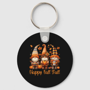 Happy Fall Y'all Gnome Pumpkin Autumn Thanksgiving Key Ring