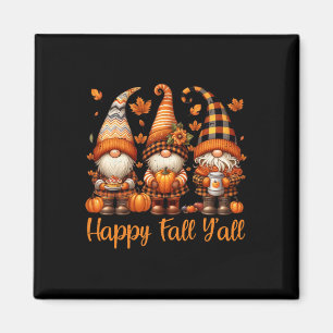 Happy Fall Y'all Gnome Pumpkin Autumn Thanksgiving Magnet