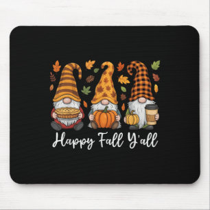 Happy Fall Y'all Gnome Pumpkin Autumn Thanksgiving Mouse Mat