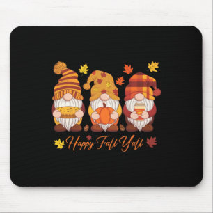 Happy Fall Y'all Gnome Pumpkin Autumn Thanksgiving Mouse Mat