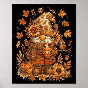 Happy Fall Y'all Gnome Pumpkin Autumn Thanksgiving Poster