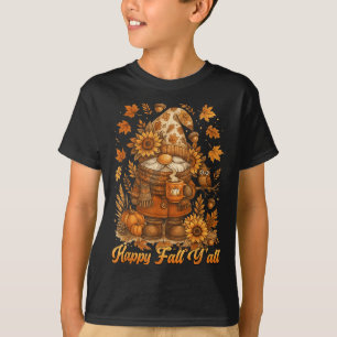 Happy Fall Y'all Gnome Pumpkin Autumn Thanksgiving T-Shirt