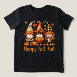Happy Fall Y'all Gnome Pumpkin Autumn Thanksgiving Tri-Blend Shirt