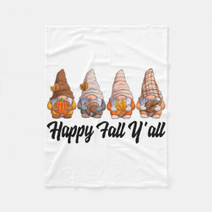 Happy Fall Y'all Gnome Pumpkin Funny Autumn Gnomes Fleece Blanket