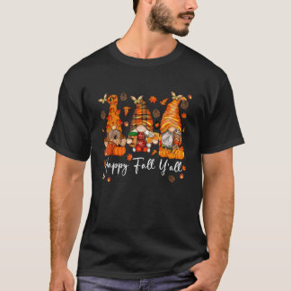 Happy Fall Yall Gnome Pumpkin Funny Autumn Gnomes  T-Shirt