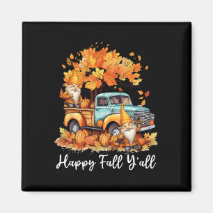Happy Fall Y'all Gnome Pumpkin Truck Thanksgiving Magnet