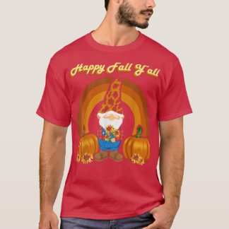 Happy Fall Yall Gnomes Autumn Fall Leopard Print P T-Shirt