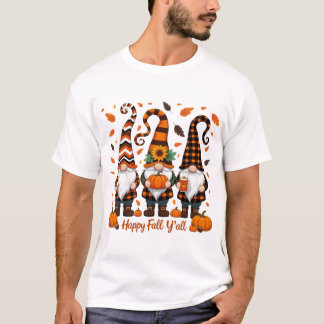 Happy Fall Y'all Gnomes , Gnomes Pumpkin Autumn T-Shirt