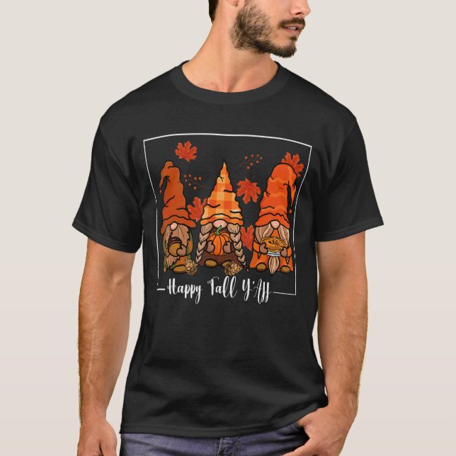 Happy Fall Yall Gnomes Leopard Autumn Fall Gnomes T-Shirt (Front)