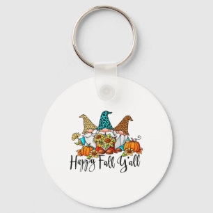 Happy Fall Y'all Gnomes Leopard Pumpkin Autumn Tha Key Ring