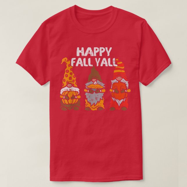 Happy Fall Yall Gnomes Pumpkin Fall Autumn Thanksg T-Shirt (Design Front)