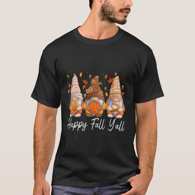 Happy Fall Y'All Gnomes Pumpkin Spice Autumn Fall  T-Shirt (Front)