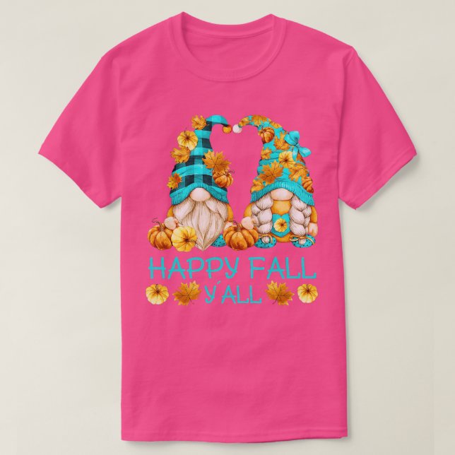 Happy Fall Yall Gnomies With Pumpkin For Autumn  F T-Shirt (Design Front)
