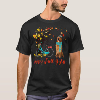 Happy Fall Y'All  Golden Retriever Dog Autumn Bicy T-Shirt