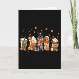 Happy Fall Y'all Heeler Dog Coffee Pumpkin Fall Au Card