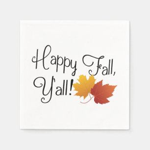 Happy Fall Ya'll It's Autumn Non-Halloween Harvest Napkin