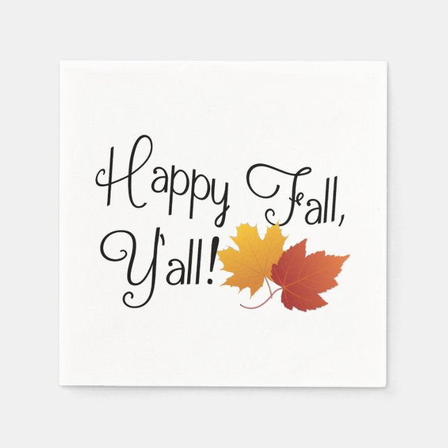Happy Fall Ya'll It's Autumn Non-Halloween Harvest Napkin (Front)