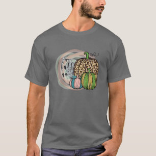 Happy Fall Yall Leopard Print Pumpkin Halloween Th T-Shirt