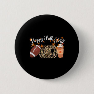 Happy Fall Y'all Leopard Print Pumpkins Footbyll A 6 Cm Round Badge