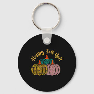 Happy Fall Y'all Leopard Pumpkin For Autumn Lover Key Ring