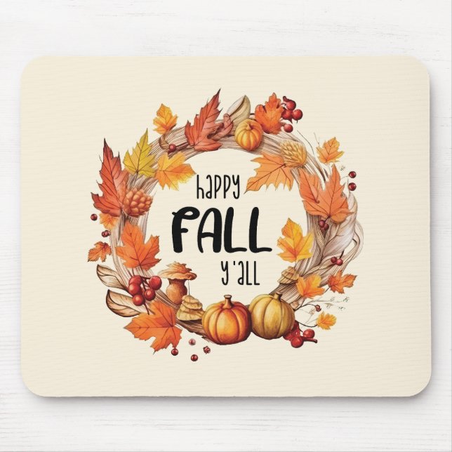 Happy Fall Y'all Mouse Mat (Front)