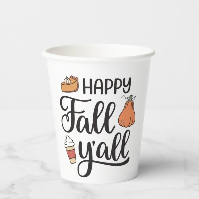 Happy Fall Y'all Paper Cups (Front)