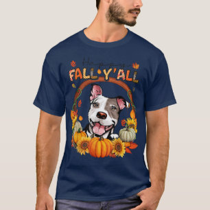 Happy Fall Yall Pitbull Watercolor Pumpkin Autumn T-Shirt