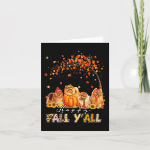 Happy Fall Y'all Pomeranian Autumn Lover Pumpkins  Card