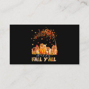 Happy Fall Yall Pomeranian Autumn Lover Pumpkins H Business Card
